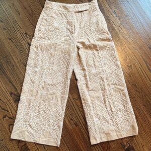 Zara Embroidered Tan Women's culotte Pants